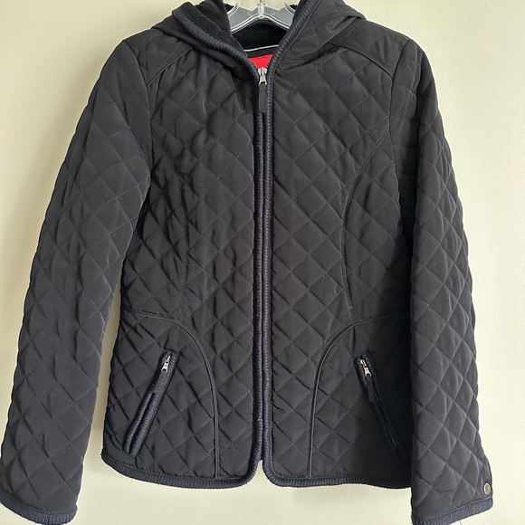 Women’s Esprit‎ Black Quilted Jacket with Red Label Size Small - Picture 1 of 5